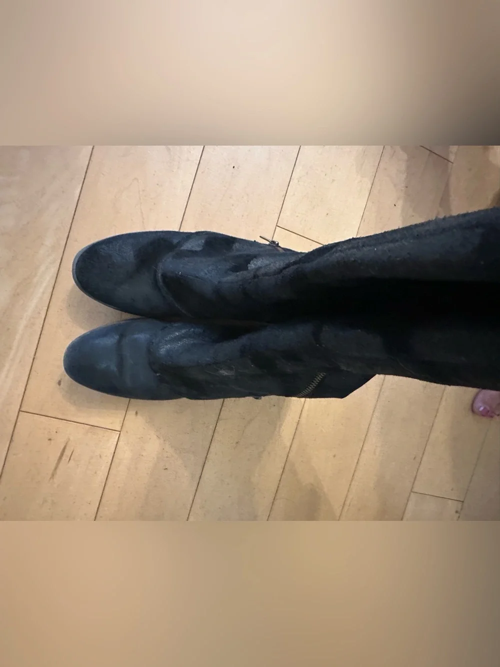 Donald J. Pliner Black Suede Tall Zip Boots